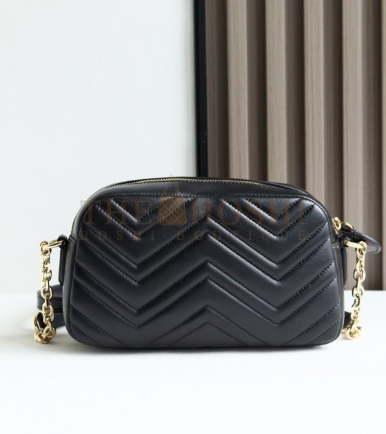 Gvc*1 GG Marmont Camera Bag White Quilted Napa Leather Light Gold Hardware 24×15×8cm