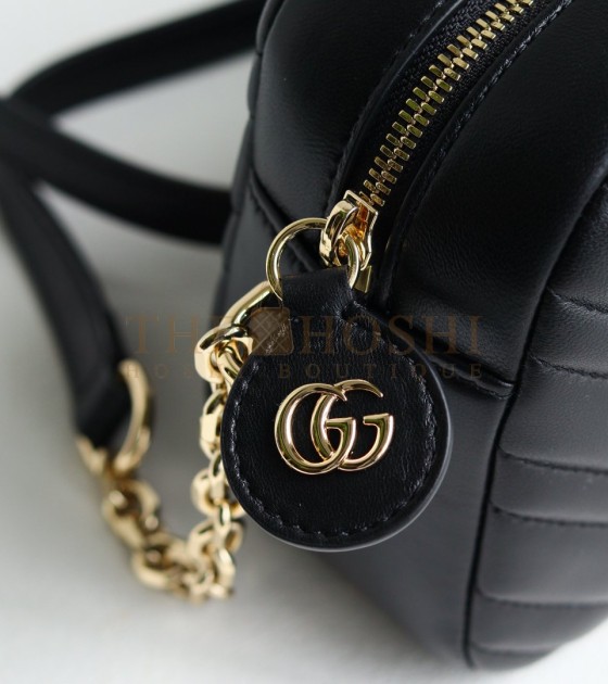 Gvc*1 GG Marmont Camera Bag White Quilted Napa Leather Light Gold Hardware 24×15×8cm