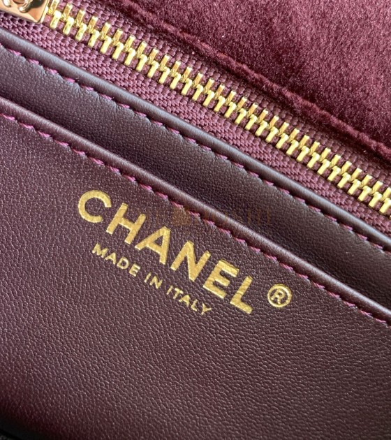 Ch**el Ch**el 25B Velvet Flap Bag with Crystal Ball Charm 18cm/20cm