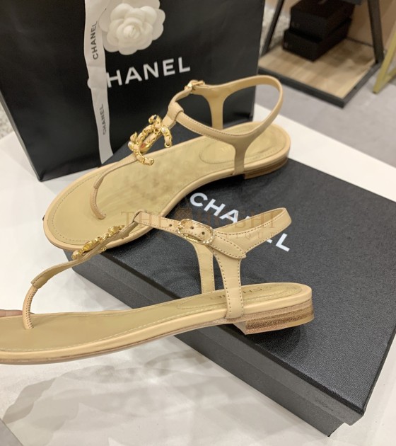 Ch**el Sandals Lambskin Leather Women