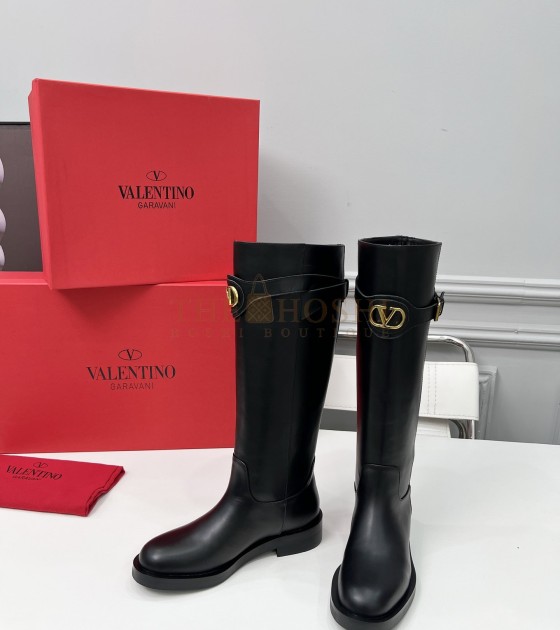 Va1e*ntin0 Rockstud Ankle Boots Black Leather Studded Heel 35-40