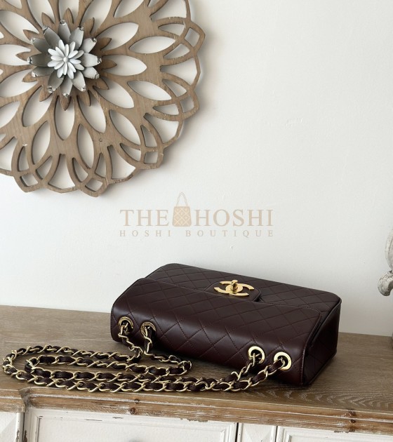 Ch**el Classic Flap Jumbo Bag Lambskin Brown Size 30×21×8cm Master Quality
