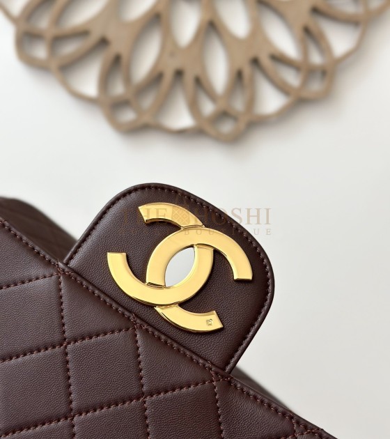 Ch**el Classic Flap Jumbo Bag Lambskin Brown Size 30×21×8cm Master Quality