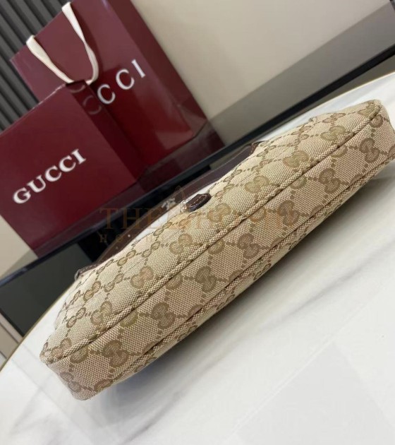 Gvc*1 Jackie Slim Famiglia Crossbody Bag GG Canvas Leather Trim Beige Brown 27×13×6cm Master quality