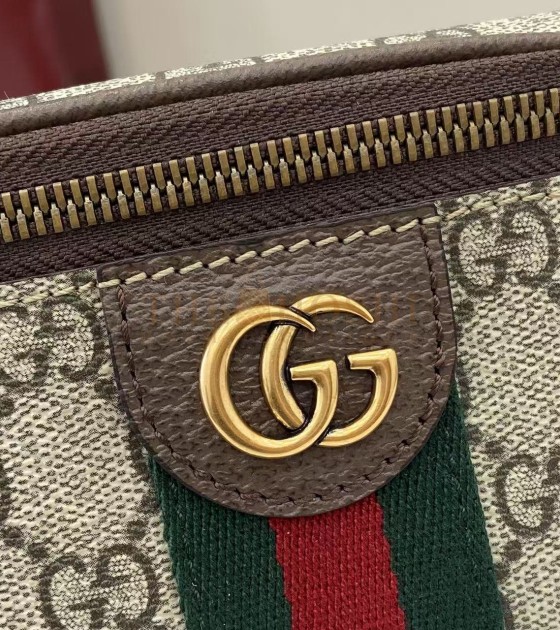 Gvc*1 Ophidia Waist Bag  GG Coated Canvas  Leather Trim Beige Brown 30×14×4.5cm Master quality