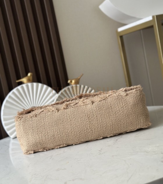 Ch**el Vintage Inspired Straw Bag Beige Linen Weave With Tassels 38×21×11cm Master Quality