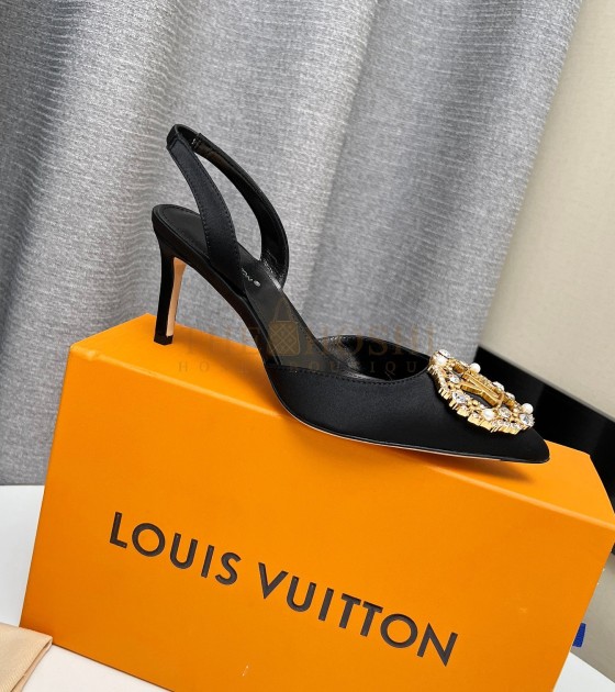 L0vis Vvtt0n LV Silk Heels 100%  Black Women