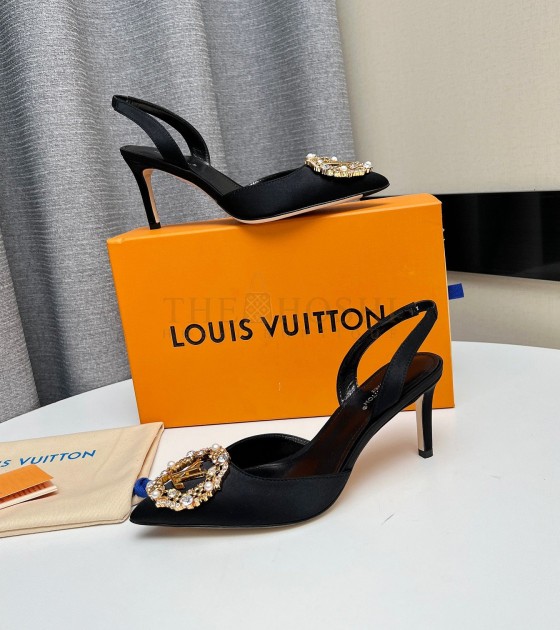 L0vis Vvtt0n LV Silk Heels 100%  Black Women