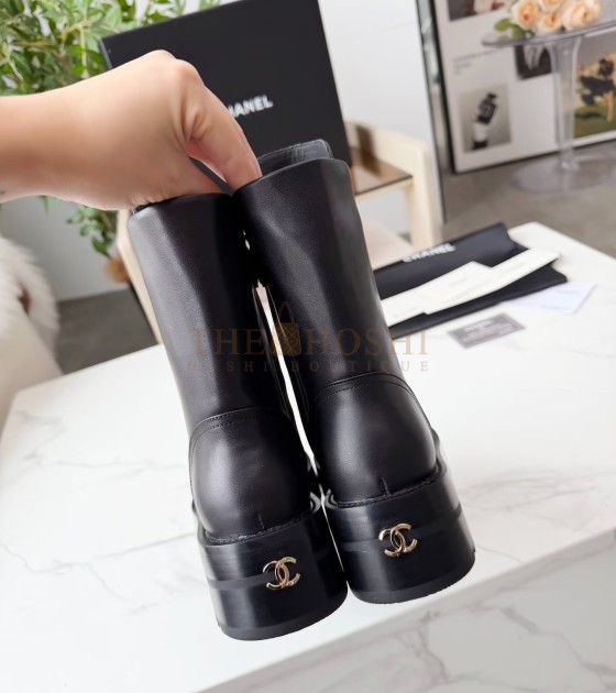 Ch**el Lace-Up Flats Leather Upper Size 35-42 Black Master Quality