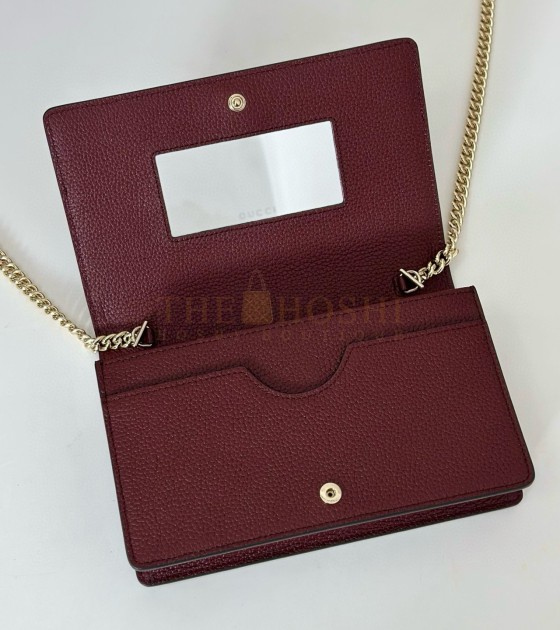 Ch**el Classic Wallet on Chain Black/Burgundy Caviar Leather 20x12.5x4cm Master Quality