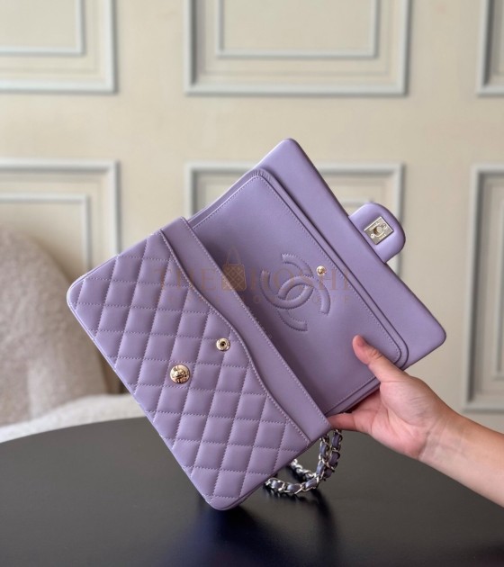 Ch**el Classic Flap Small Bag Lambskin Purple Size 25.5×15.5×6.5cm Master Quality