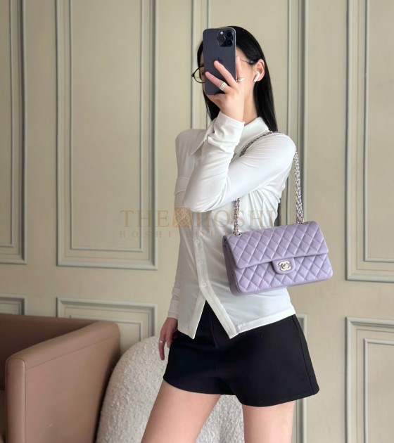 Ch**el Classic Flap Small Bag Lambskin Purple Size 25.5×15.5×6.5cm Master Quality
