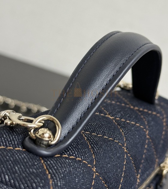 Ch**el 25C Denim Vanity Case Bag with Chain 17x19.5x5cm Master Quality