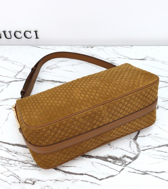 Gvc*1 Horsebit Shoulder Bag Suede Leather Brown Size  38*20*15 cm Master Quality