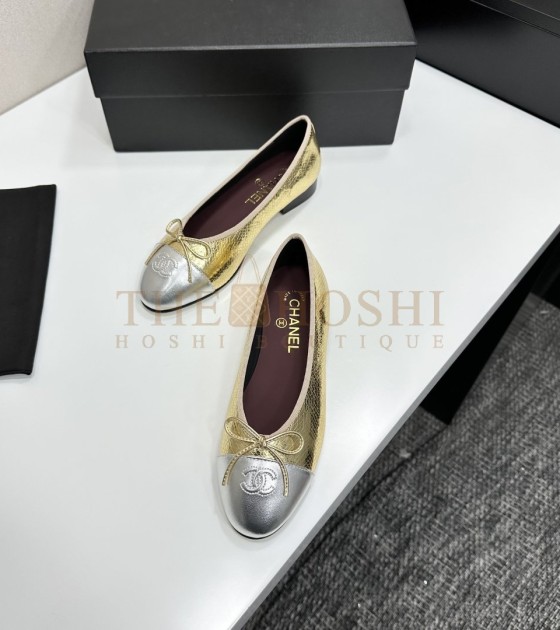Ch**el Slingback Heels Flats Black/Beige Lambskin 35-42 Master Quality