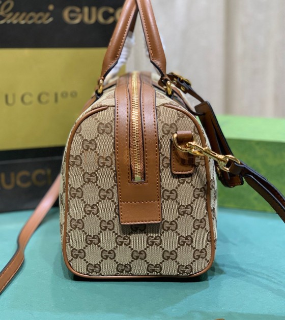 Gvc*1 Ophidia Pillow Bag 30x16x20cm Canvas Red/Green Web Leather Trim Master Quality