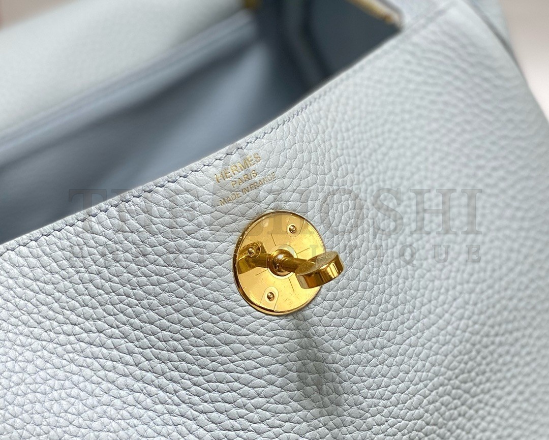 H**me5 Lindy 30cm Bag In Blue Brume Clemence Leather GHW Master Quality