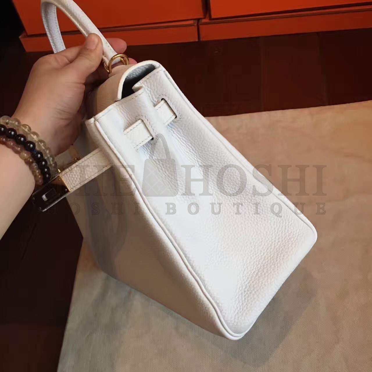 H**me5 White Clemence Kelly Retourne 32cm Handmade Bag Master Quality