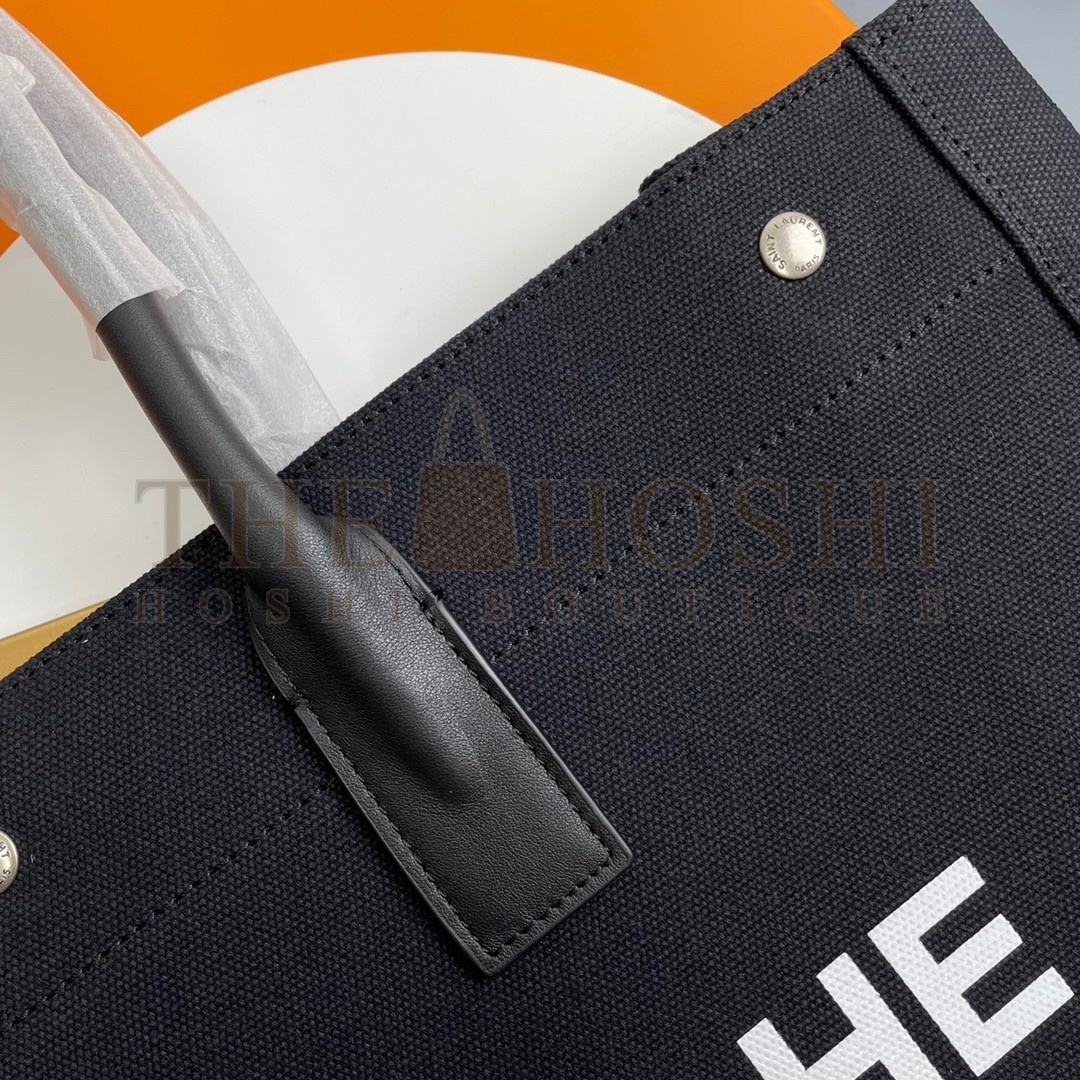 Sa1nt Lau*nt Rive Gauche Tote Bag in Black Linen and Leather Master Quality