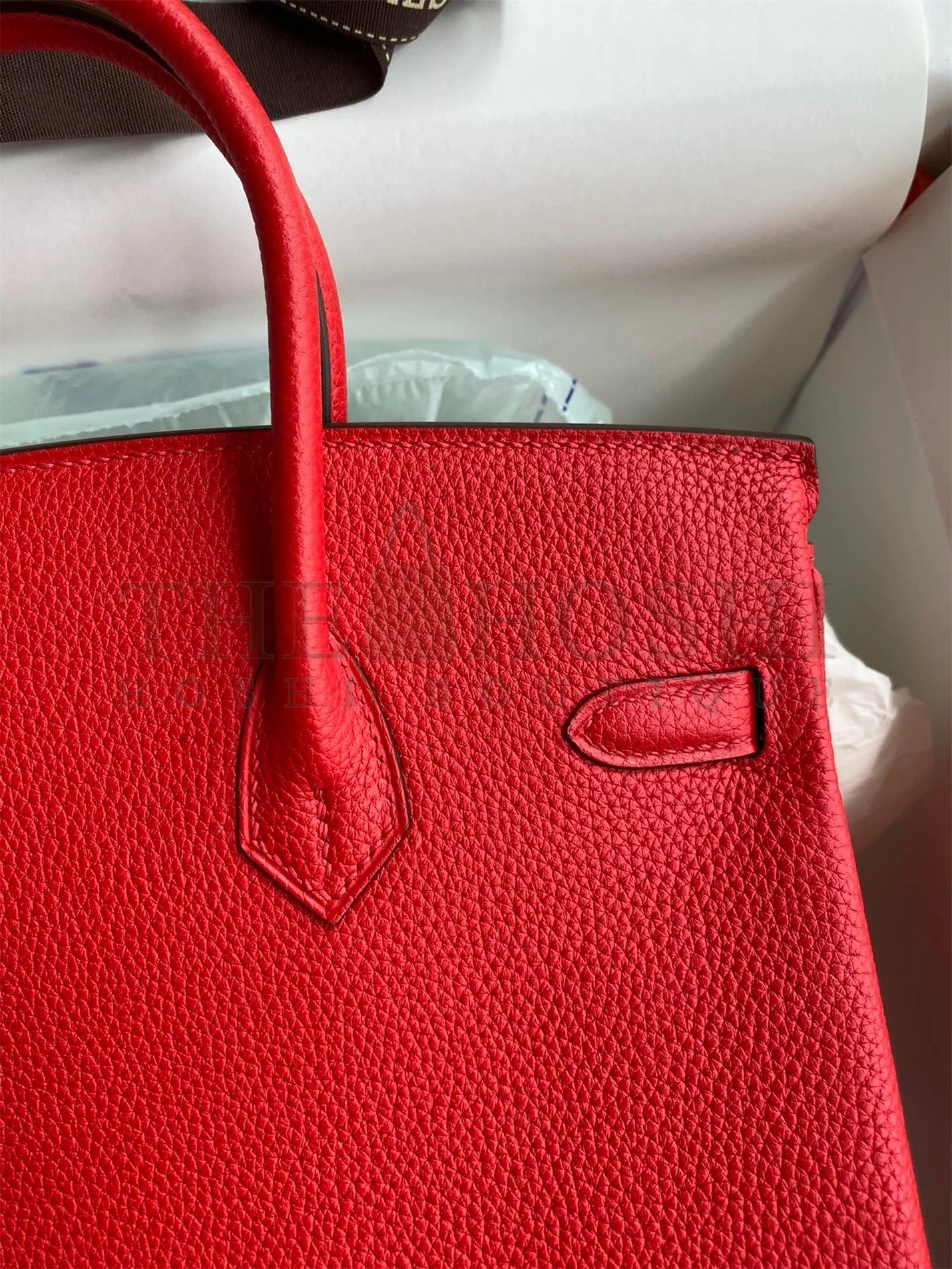 H**me5 Birkin 25 Retourne Handmade Bag In Red Clemence Leather Master Quality