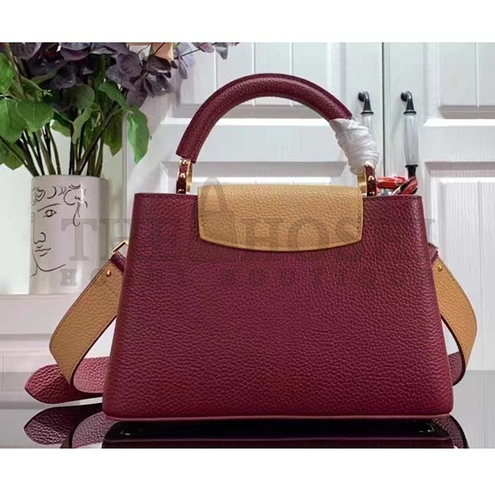 L0vis Vvtt0n LV Women Capucines BB Handbag Griotte Red Arizona Taurillon Cowhide Leather Master Quality