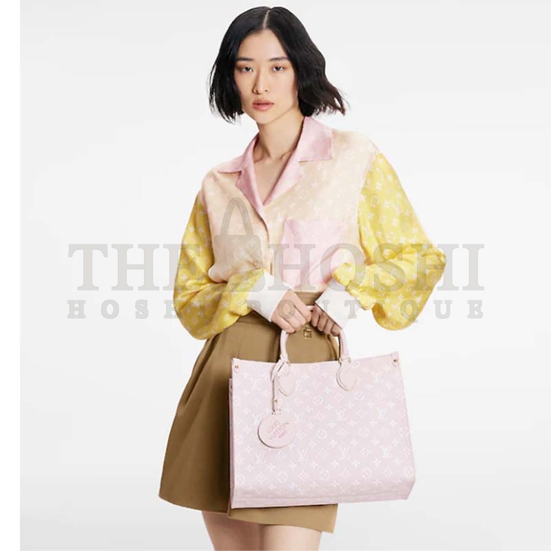 L0vis Vvtt0n LV Women OnTheGo MM Tote Bag Pink Printed Embossed Grained Cowhide Master Quality