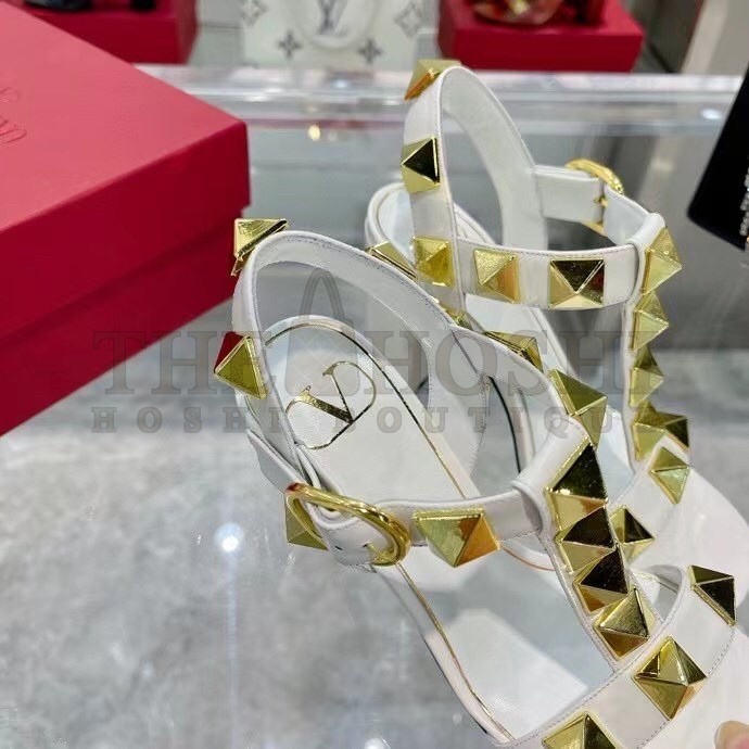 Va1e*ntin0 Roman Stud Sandals 90mm In White Calfskin Master Quality