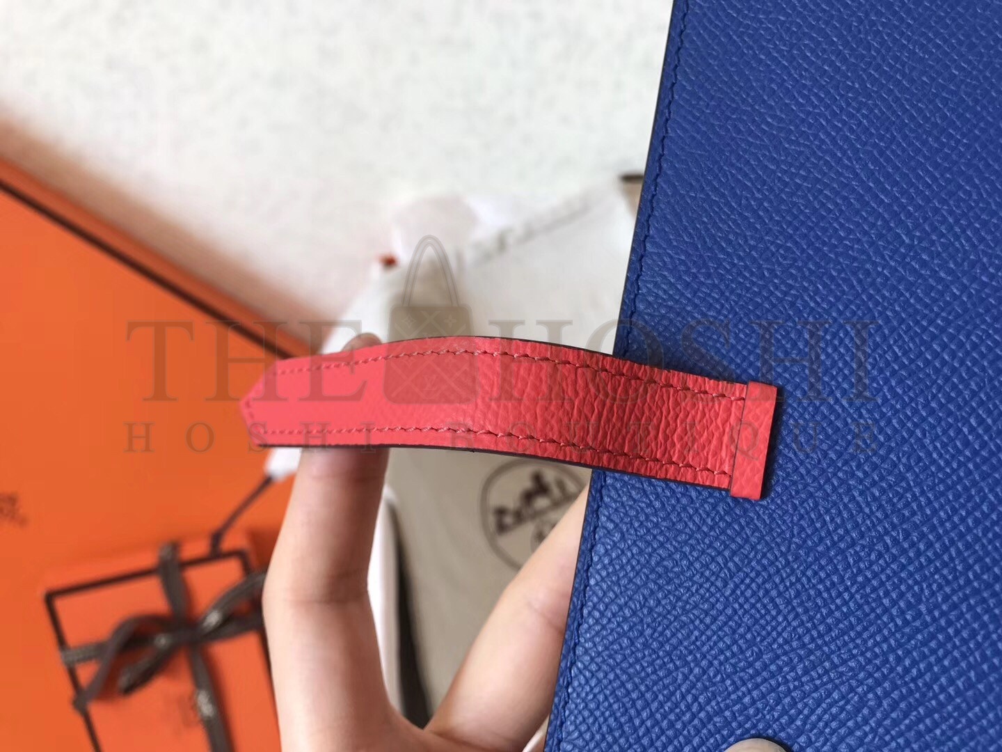 H**me5 Bi-Color Epsom Bearn Wallet Electric Blue/Piment Master Quality