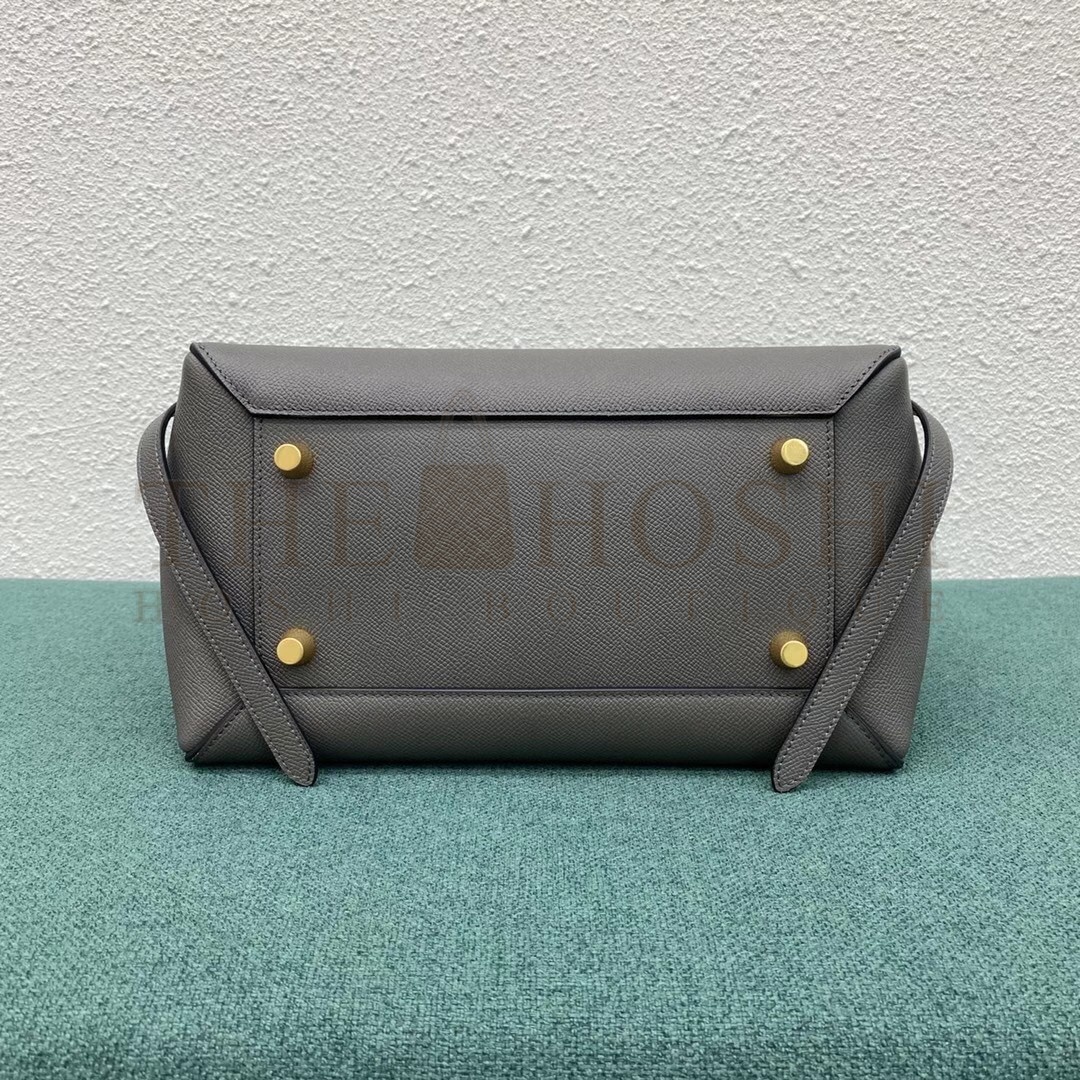 Ce1i*e Belt Mini Bag In Grey Grained Calfskin Master Quality