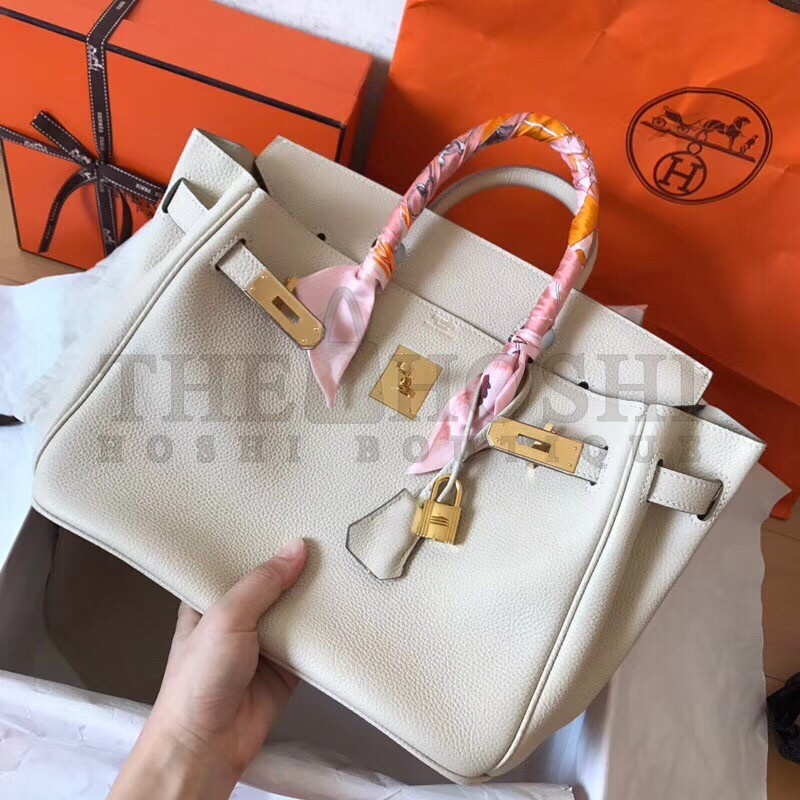 H**me5 White Birkin 30cm Clemence Handmade Bag Master Quality