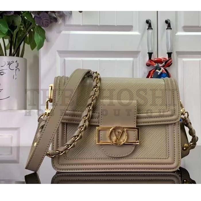 L0vis Vvtt0n LV Women Mini Dauphine Handbag Poivre Brown Epi Grained Cowhide Leather Master Quality
