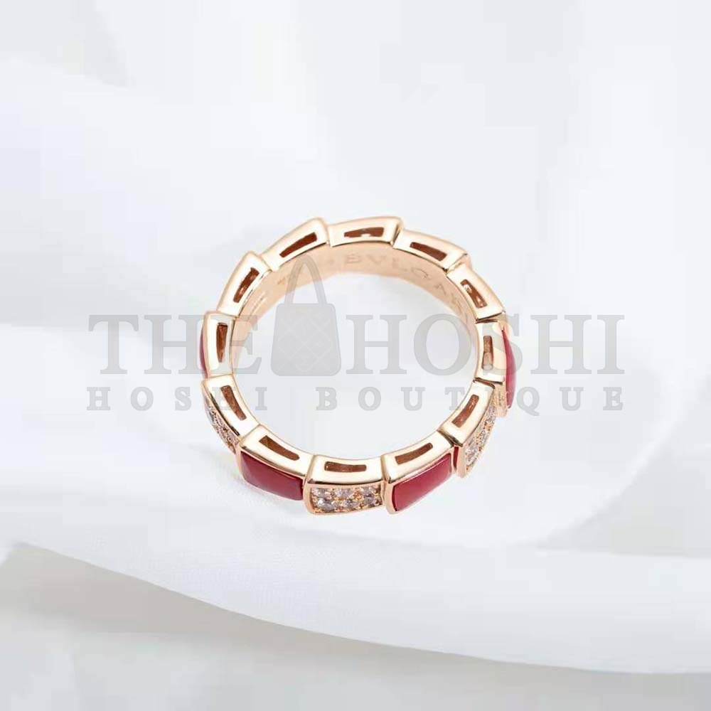 Bv1g*ai Women Serpenti Viper Band Ring in 18 KT Rose Gold-Red Master Quality