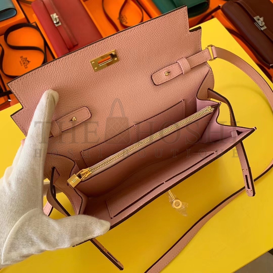 H**me5 Kelly Classique To Go Wallet In Pink Epsom Calfskin Master Quality