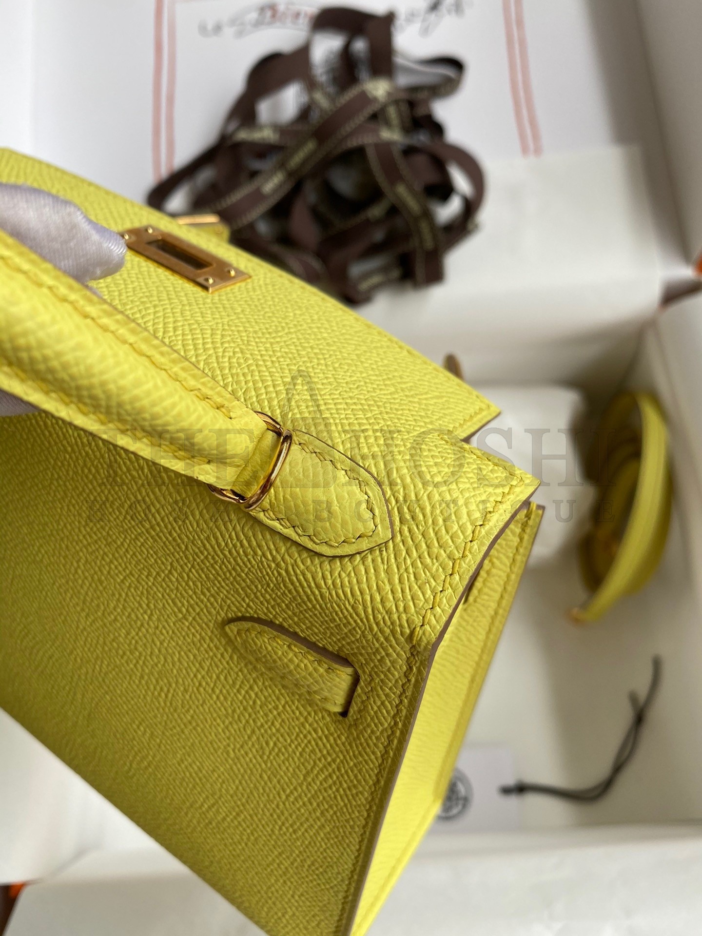 H**me5 Kelly Mini II Sellier Handmade Bag In Lime Epsom Calfskin Master Quality