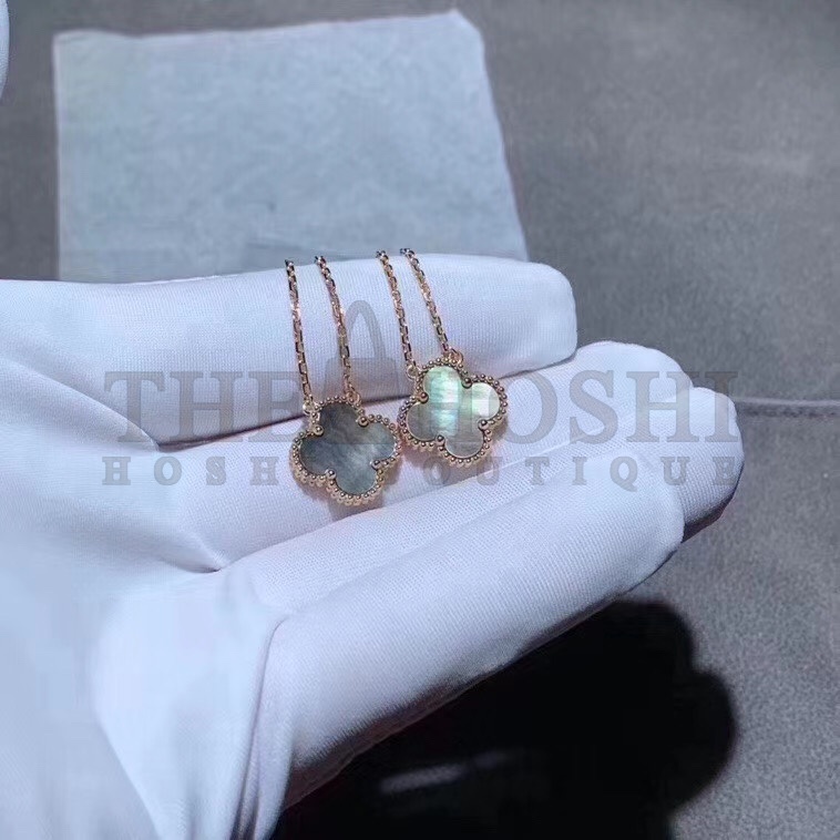 V*n Cl**f Vintage Alhambra Necklace Replica, Gray Clover Master Quality