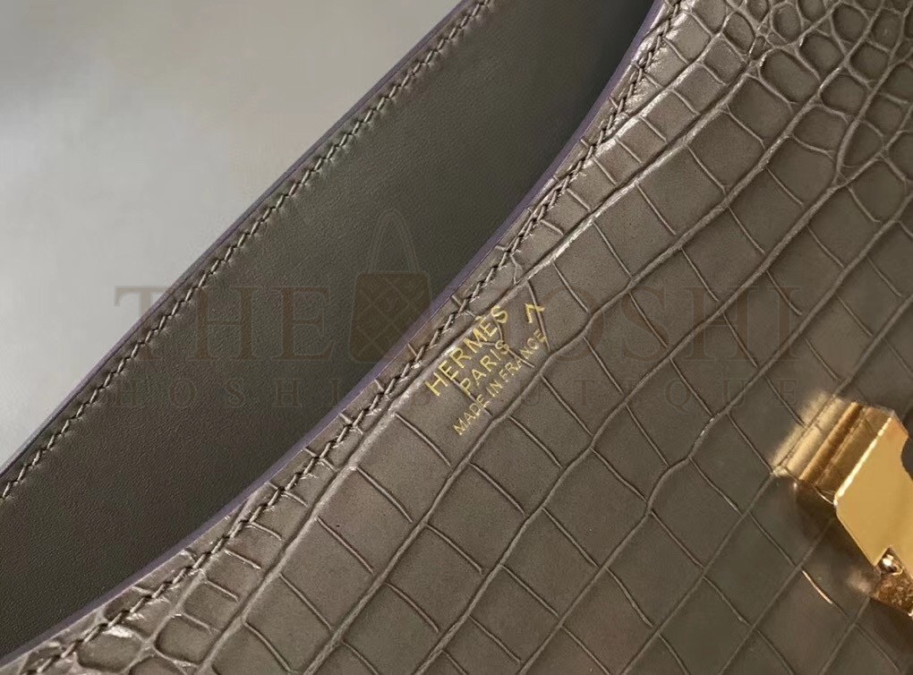 H**me5 Constance 24cm Bag In Taupe Embossed Crocodile Master Quality