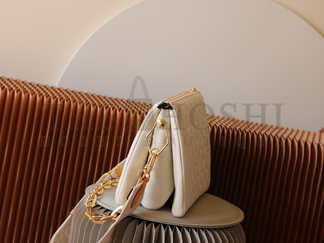 L0vis Vvtt0n LV Women Coussin PM Handbag Cream Monogram-Embossed Puffy Lambskin Calfskin Master Quality