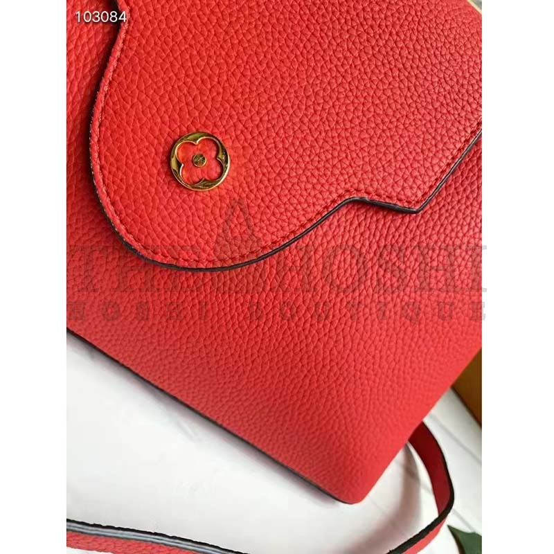 L0vis Vvtt0n LV Women Capucines MM Handbag Scarlet Red Taurillon Leather Master Quality