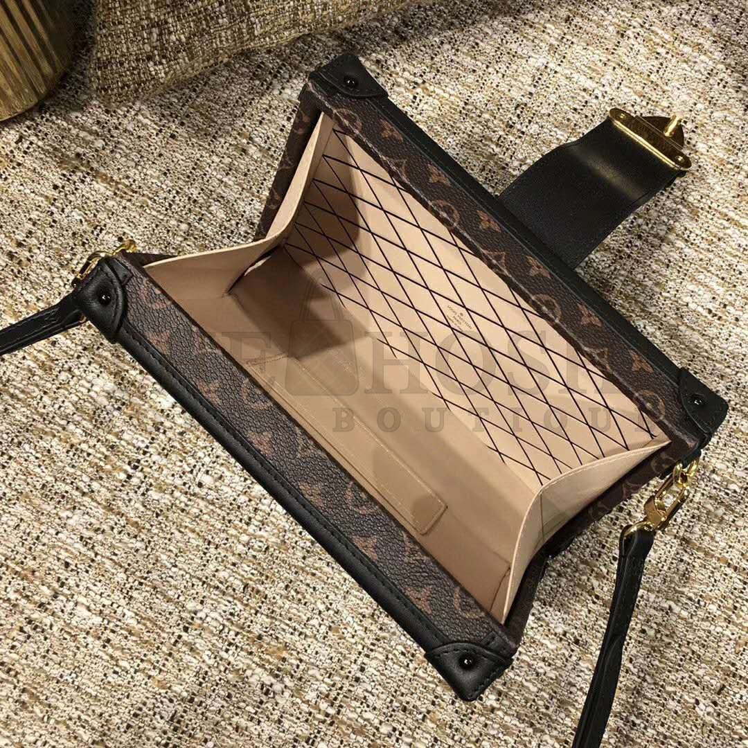 L0vis Vvtt0n LV Women Petite Malle Handbag in Calfskin Leather-Brown Master Quality