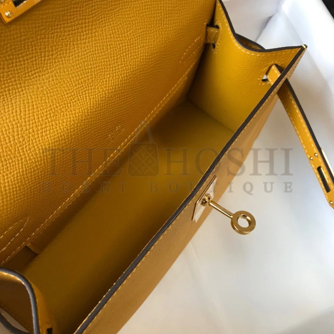 H**me5 Kelly Pochette Clutch Bag In Yellow Epsom Leather Master Quality
