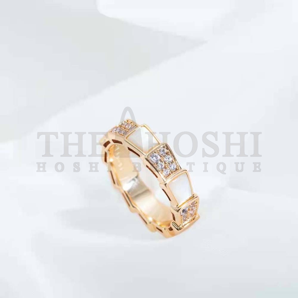 Bv1g*ai Women Serpenti Viper Band Ring in 18 KT Rose Gold-White Master Quality