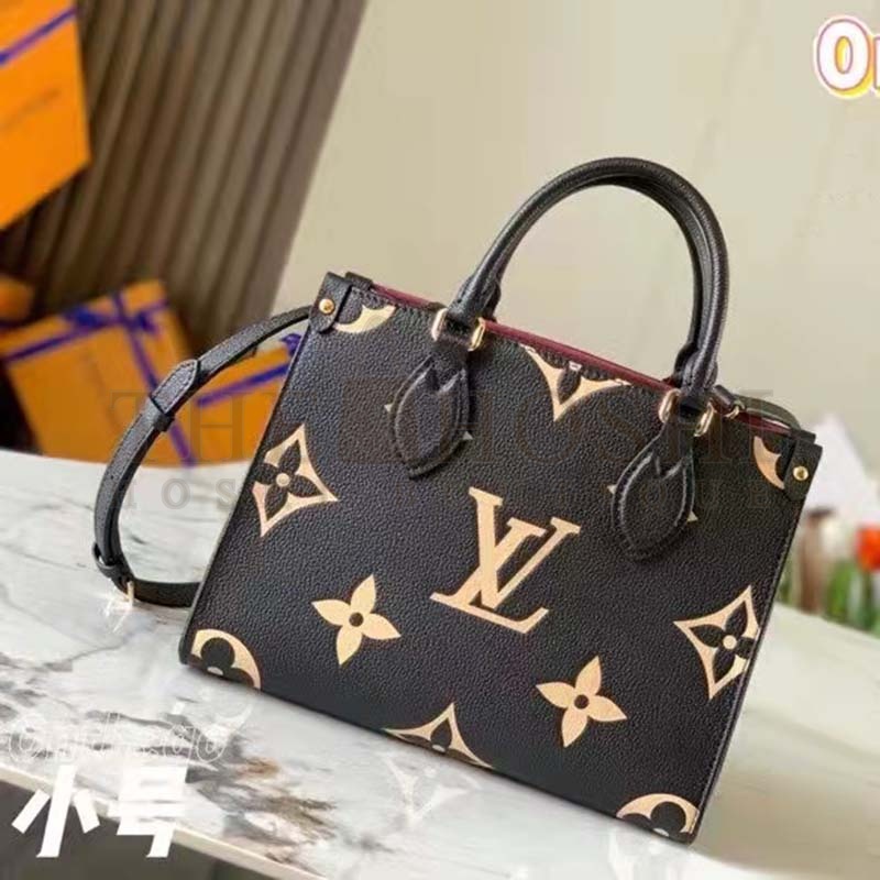 L0vis Vvtt0n LV Women Onthego Tote Black Embossed Grained Cowhide Leather PM M45659 (25 x 19 x 11.5 cm) GM M45945 (41 x 34 x 19 cm) Master Quality