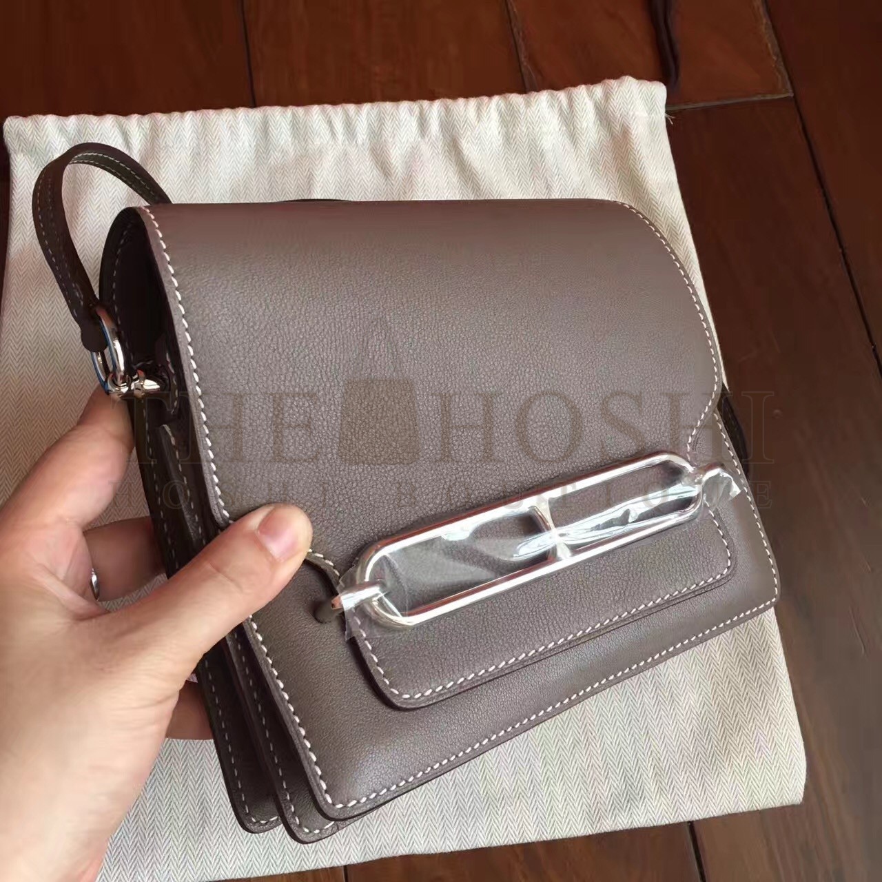 H**me5 Mini Sac Roulis Bag In Etoupe Swift Leather Master Quality