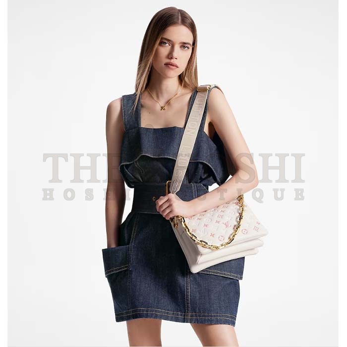 L0vis Vvtt0n LV Women Coussin PM Handbag Crème Beige Lambskin Cowhide Leather Master Quality