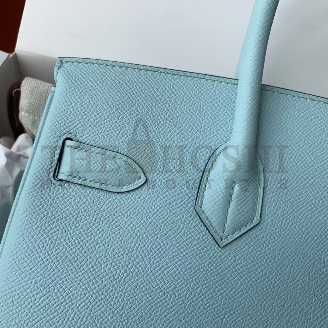 H**me5 Birkin 35 Retourne Handmade Bag In Blue Atoll Epsom Calfskin Master Quality