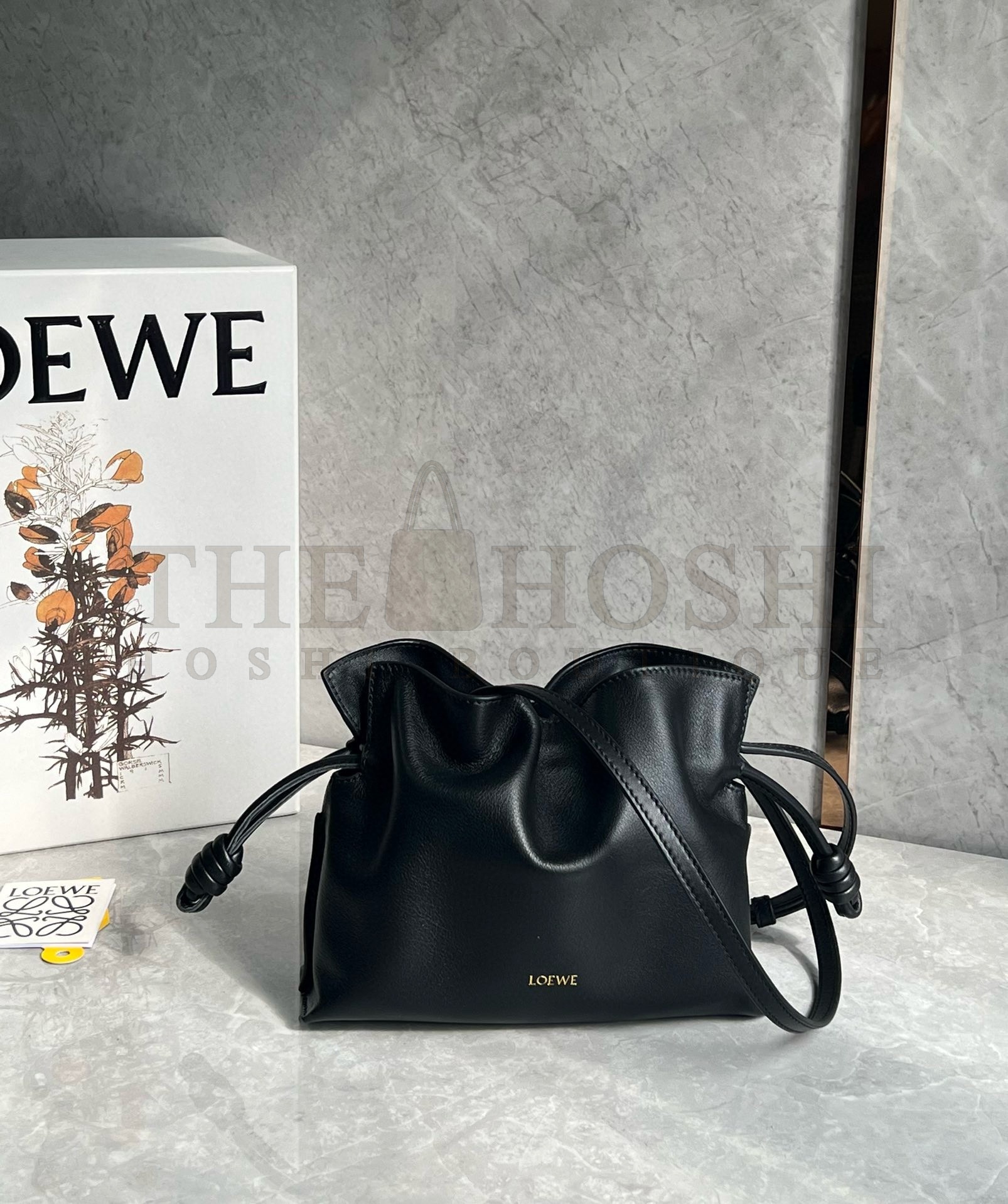 L0ew* Mini Flamenco Clutch Bag in Black Nappa Calfskin Master Quality