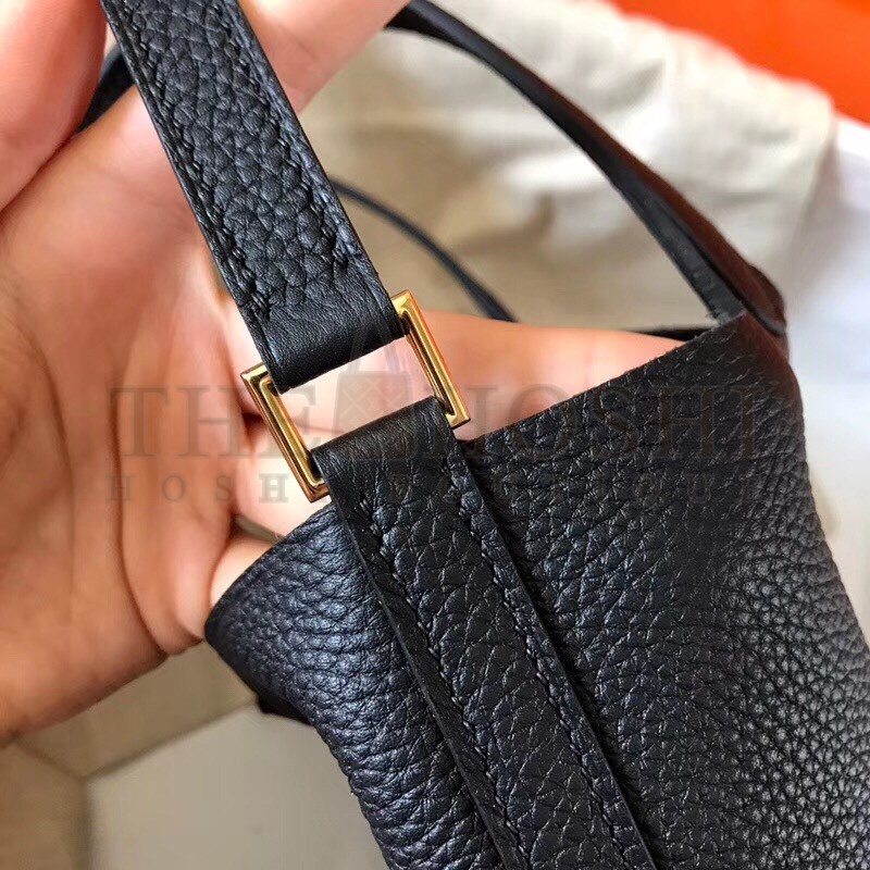 H**me5 Black Picotin Lock MM 22cm Handmade Bag Master Quality