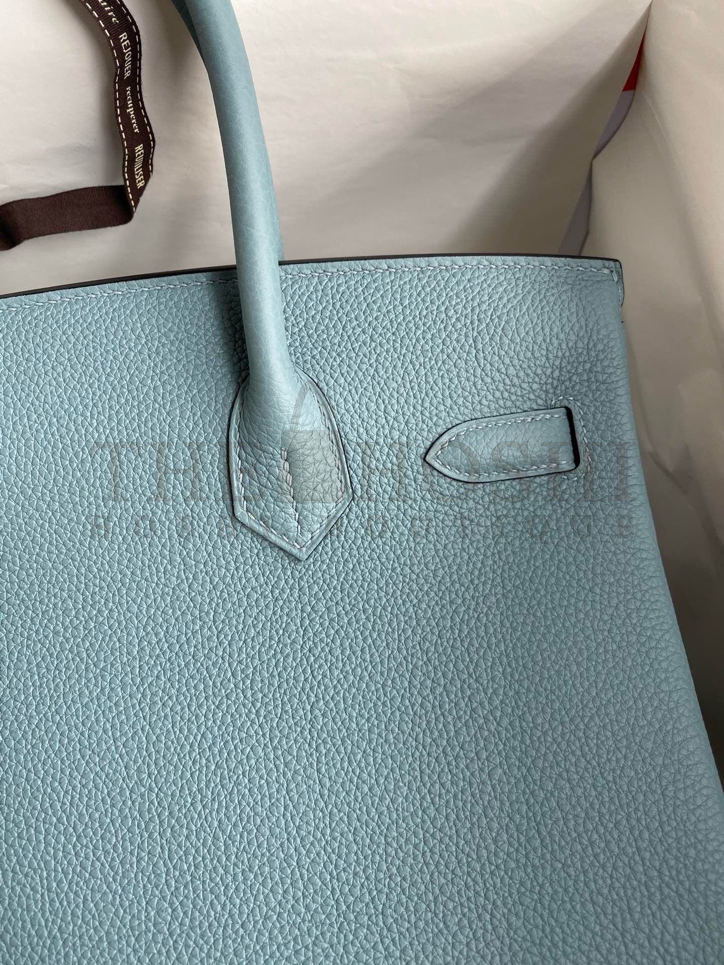 H**me5 Birkin 30 Retourne Handmade Bag In Ciel Clemence Leather Master Quality