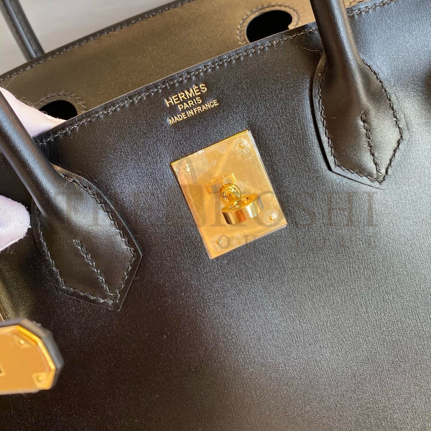 H**me5 Birkin 25 Sellier Handmade Bag In Black Box Calfskin Master Quality