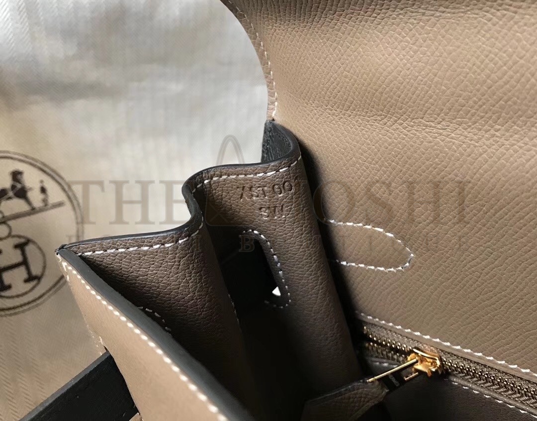 H**me5 Bi-color Kelly 32cm Epsom Bag Taupe/Black GHW Master Quality